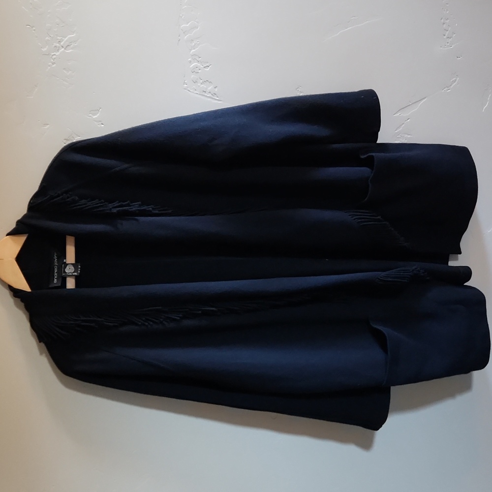Vintage Andrea Jovine 80s Nordstrom  Wool Open Front Coat Jacket Black Size M/L